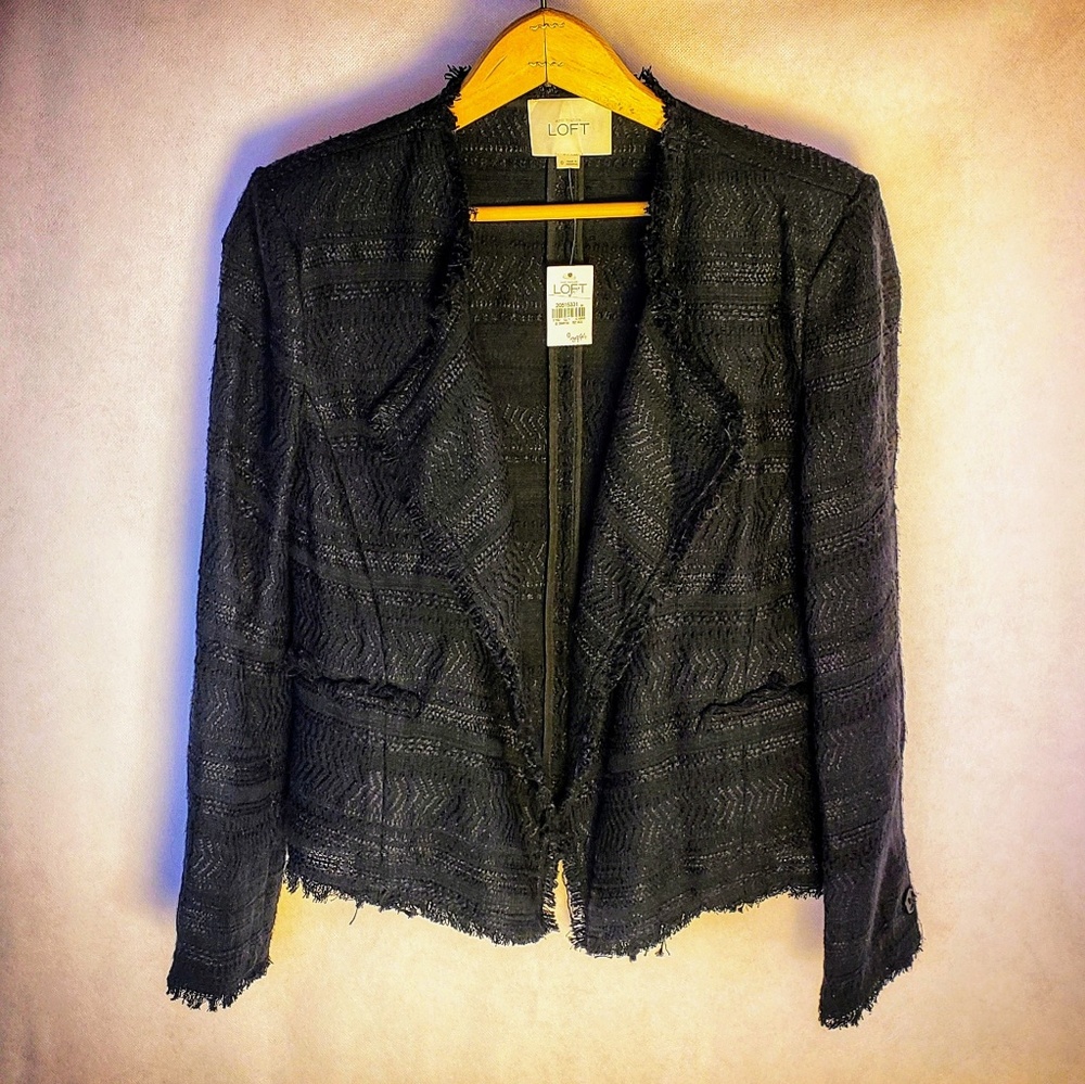NWT Anne Taylor Loft Navy Blue Black Blazer Jacket